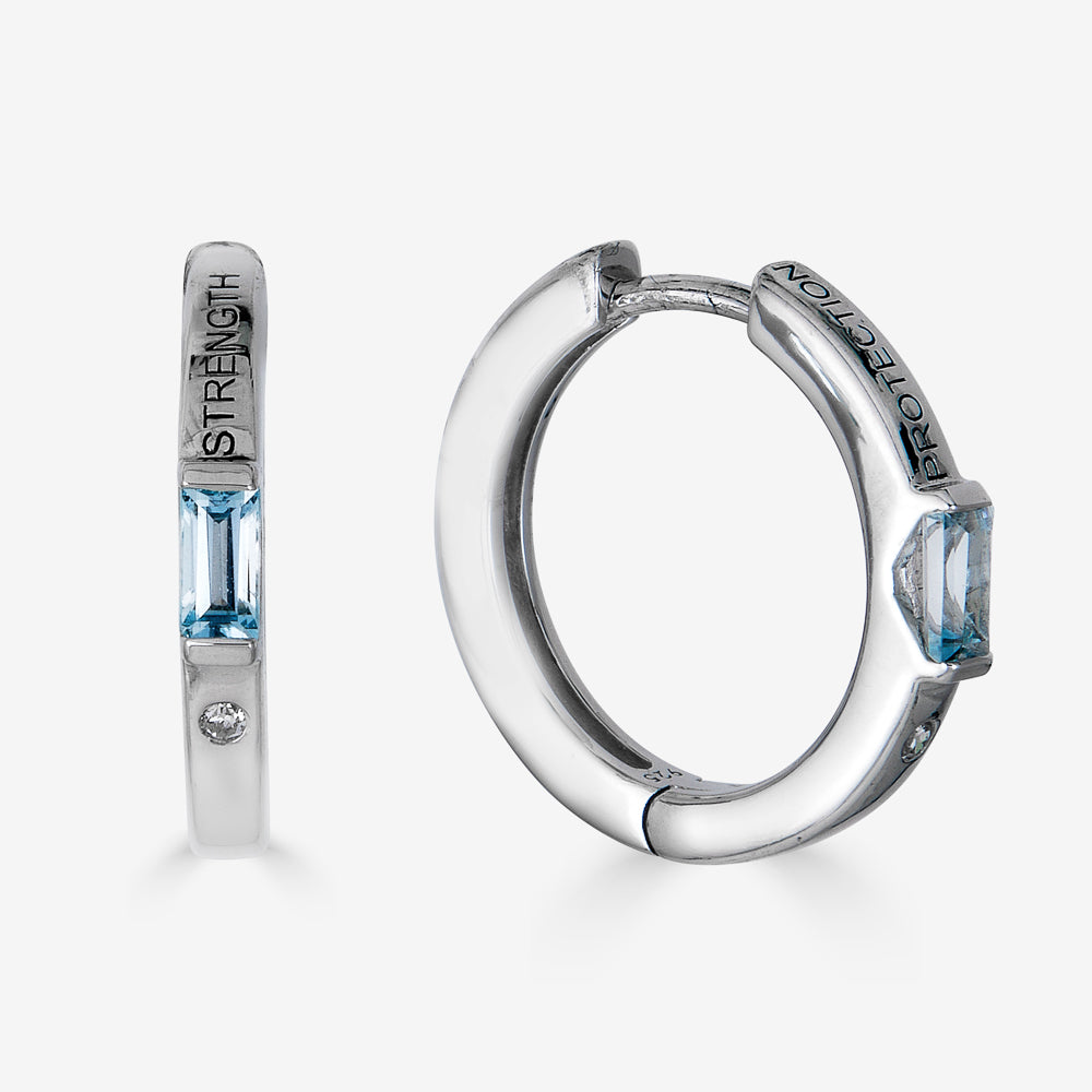 Streamline Huggie Earring with Blue Topaz