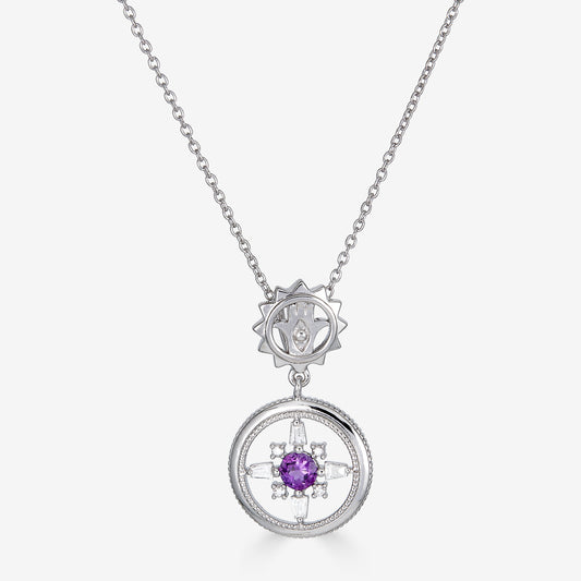 Hamsa Necklace with Amethyst